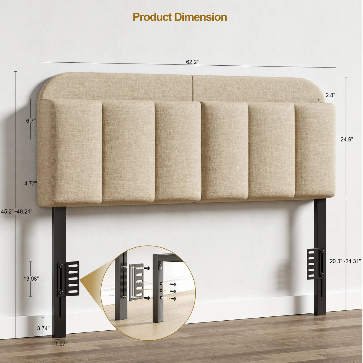 Onbrill Adjustable Headboard With RGB LED Accent Lighting