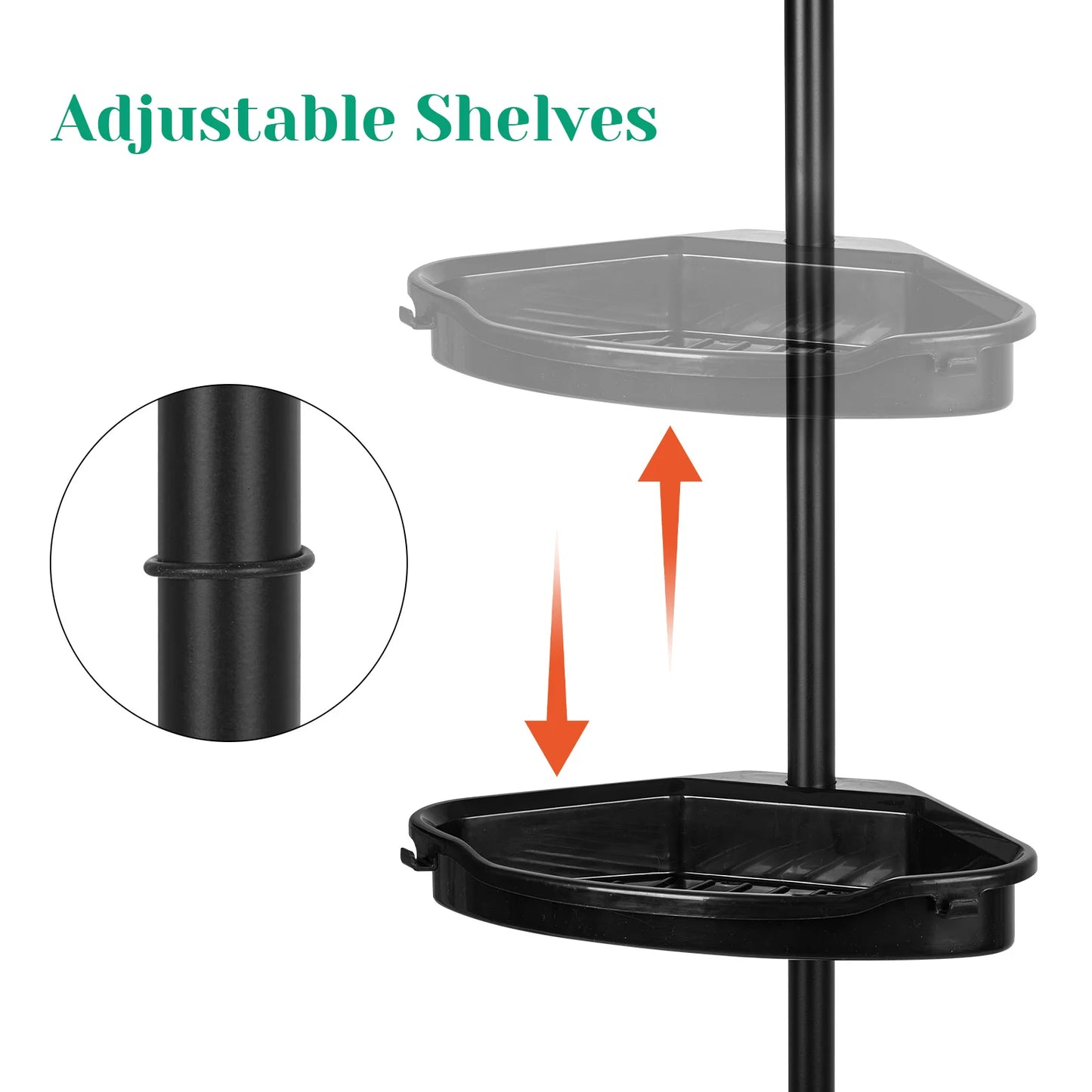 HiMISS Corner Shower Caddy With Tension Pole 4 Tier