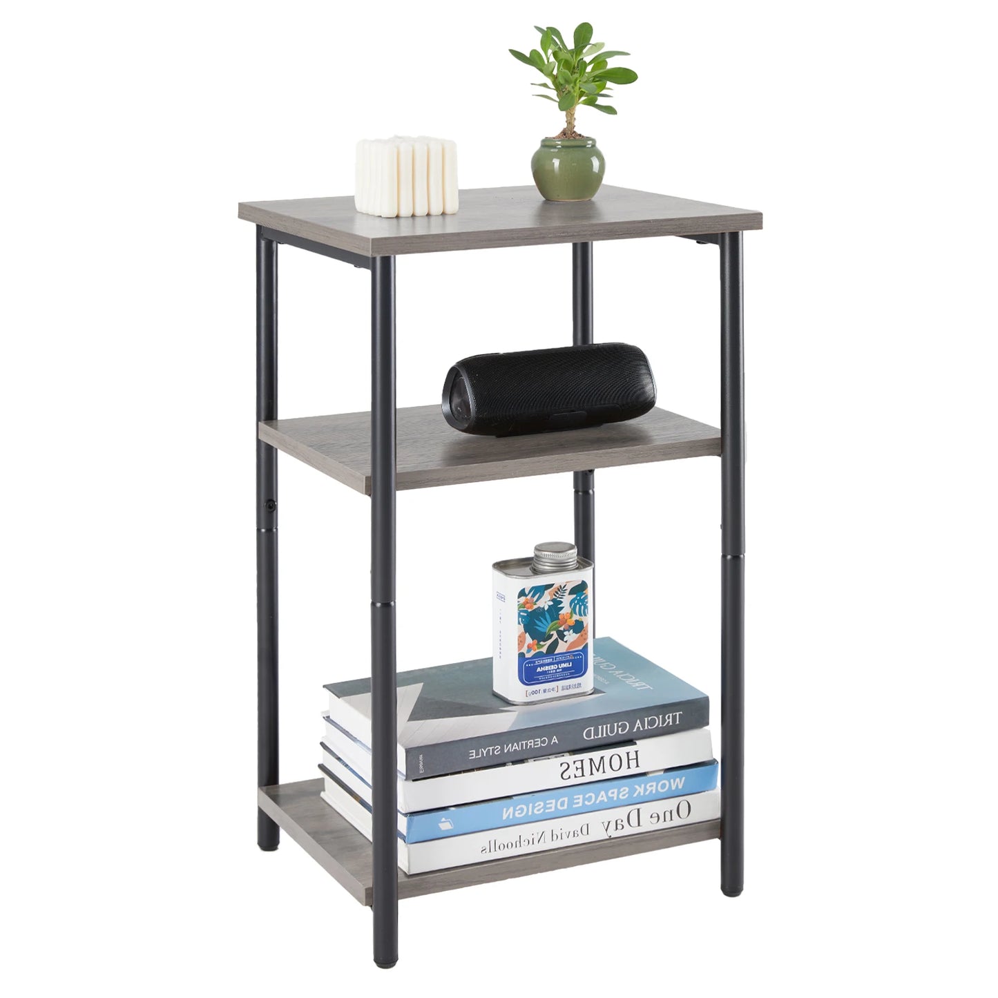 JHK Modern Metal End Table with Adjustable Feet