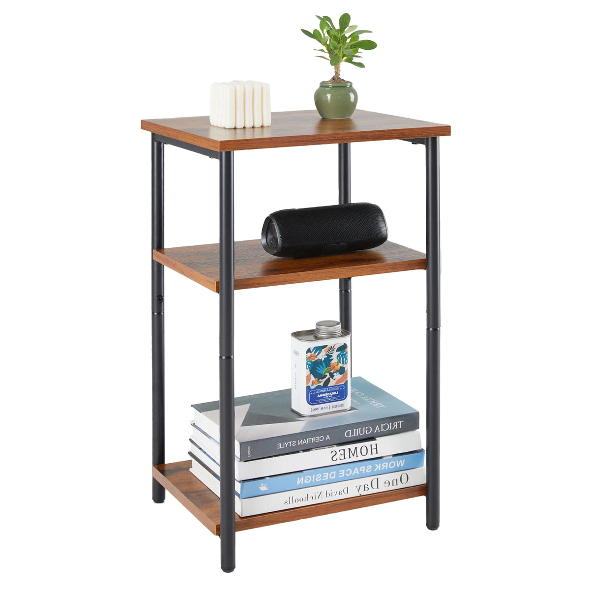JHK Modern Metal End Table with Adjustable Feet