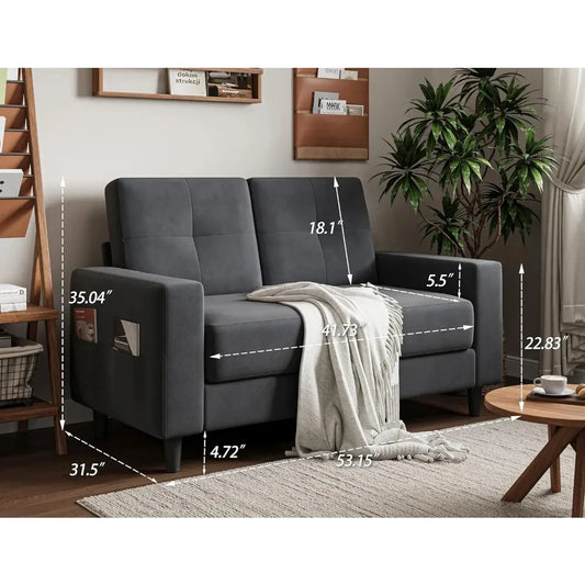 Contemporary Velvet Loveseat For Small Spaces