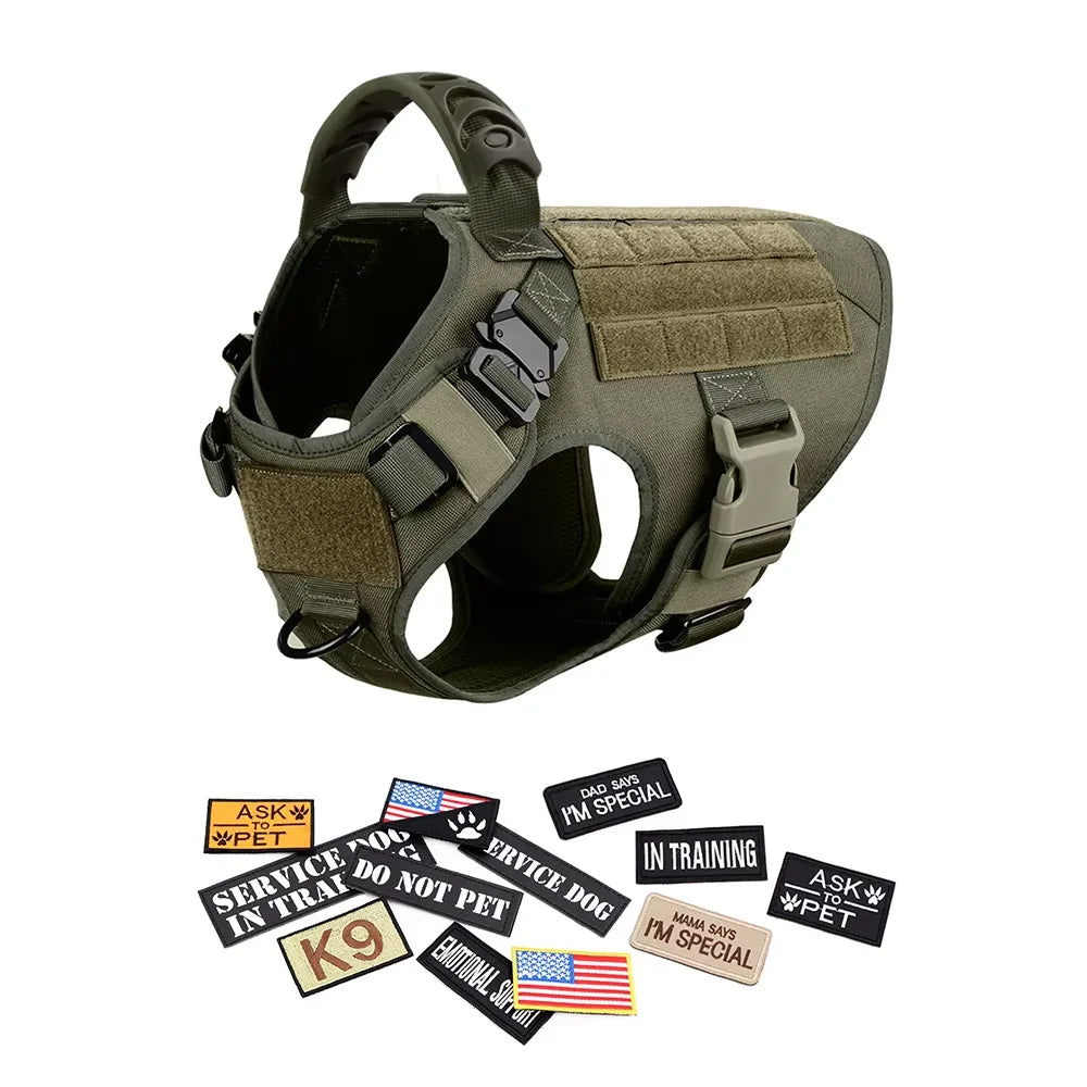 Military Dog Harness Vest Set With Patches For Malinois
