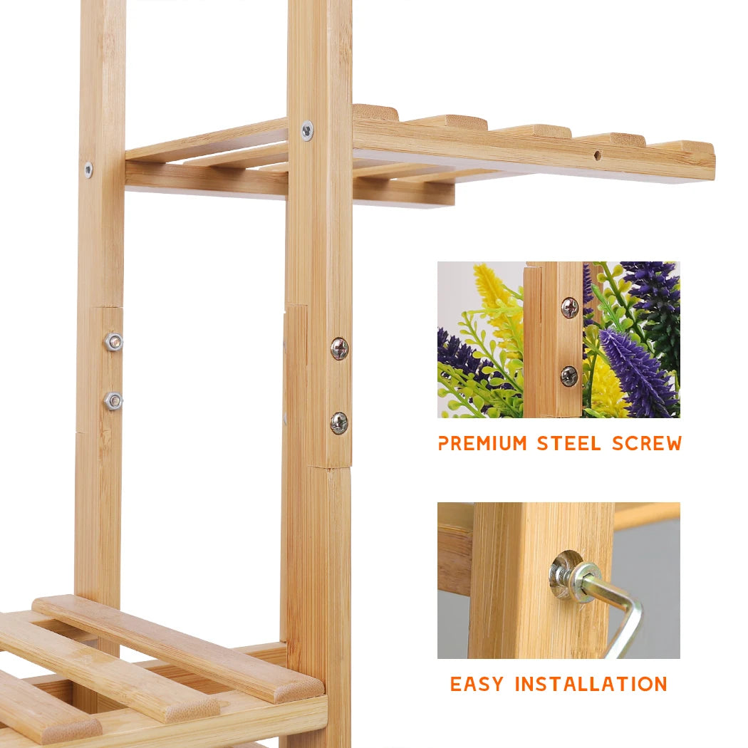 Bamboo 6 Tier Plant Stand Rack Indoor Outdoor Display