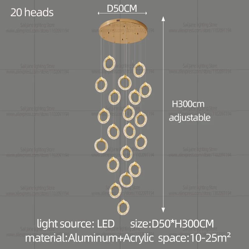 Campeggi LED Circular Chandelier Pendant Light Living Room
