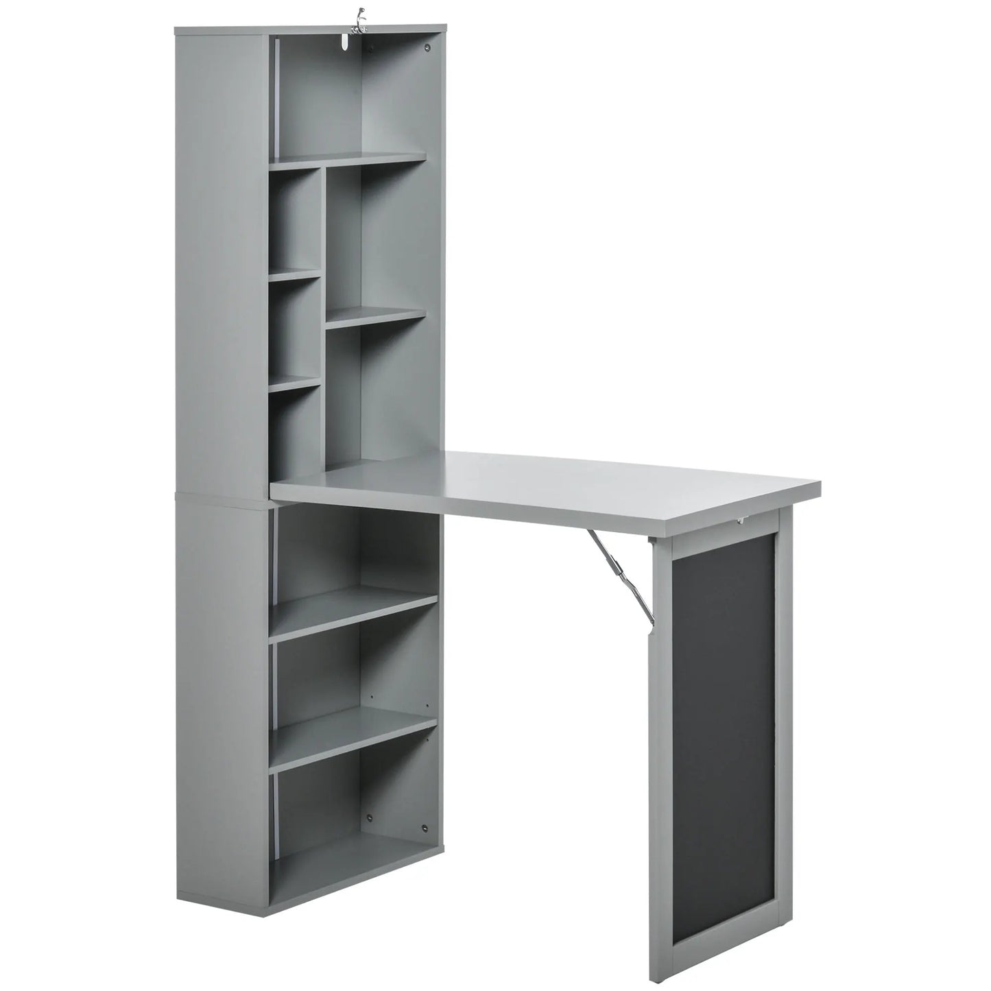 Homcom Fold Out Wall Mount Office Desk With Blackboard