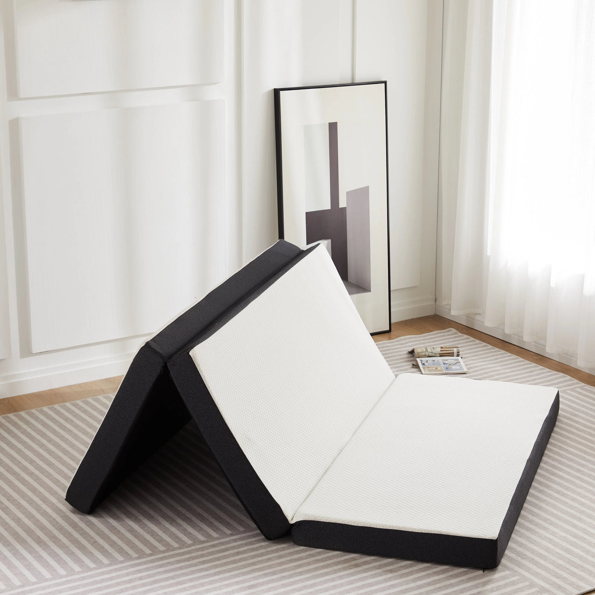 JHK Three Fold Portable Floor Bed With Memory Foam
