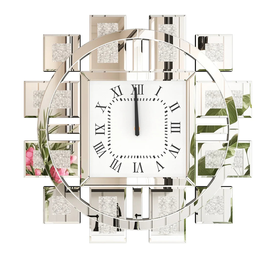Decorative Wall Clock With Crushed Diamond Crystal Inlay