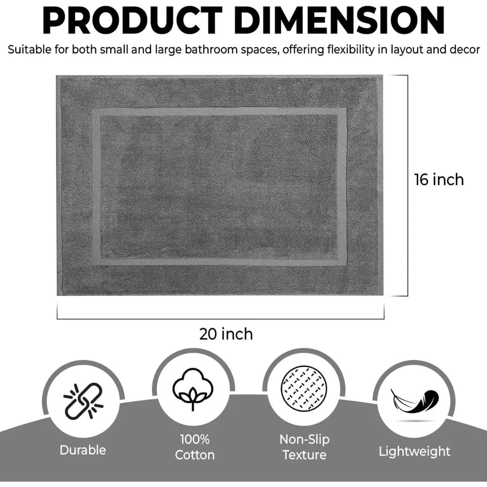 Bath Mat Set Cotton Absorbent Spa Shower Mats Pack 2
