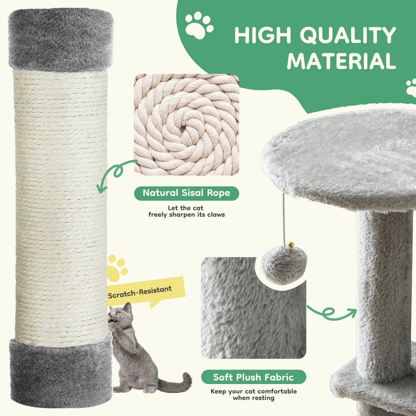 JHK Four-Level Cat Tree Tower For Indoor Multi-Cat Play
