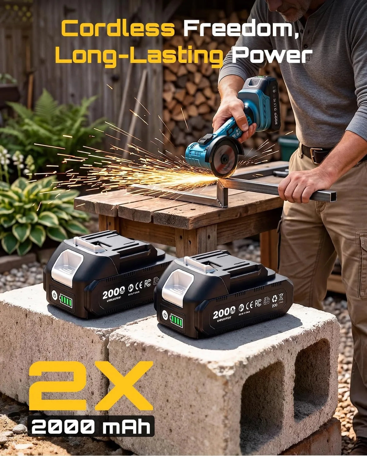 SEESII Cordless Brushless Angle Grinder Tool