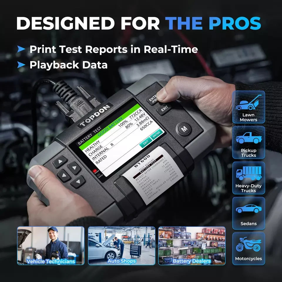 TOPDON BT600 Automotive Battery Tester With Thermal Printer