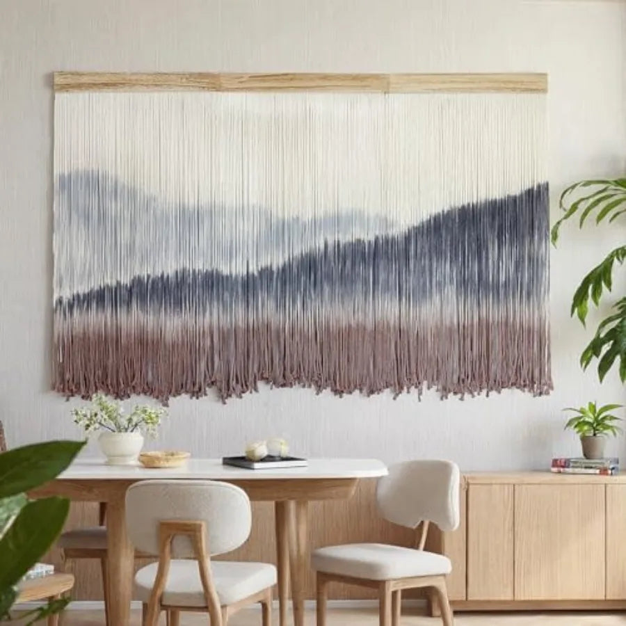 Macrame Wall Hanging Mountain Dip Dye Cotton Tapestry