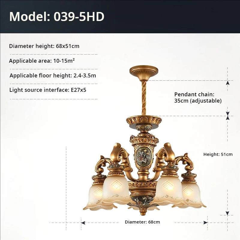 HAILUNBAO European Retro Atmospheric Chandelier Pendant Lamp