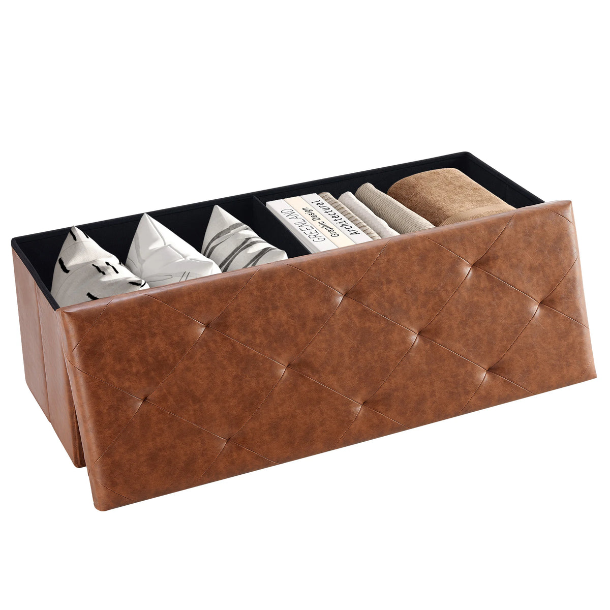 MCQ Faux Leather Ottoman Storage Bench for Home