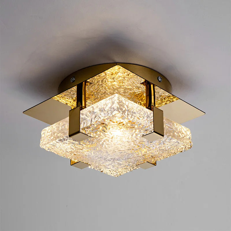 IWP Modern Crystal Ceiling Lamp Gold Finish