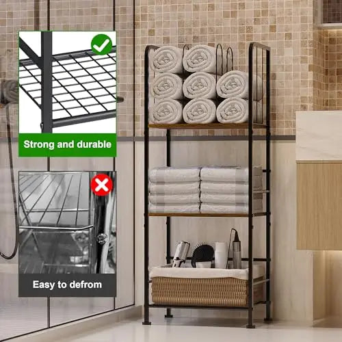 Feature Modern 3-Tier Freestanding Towel Organizer