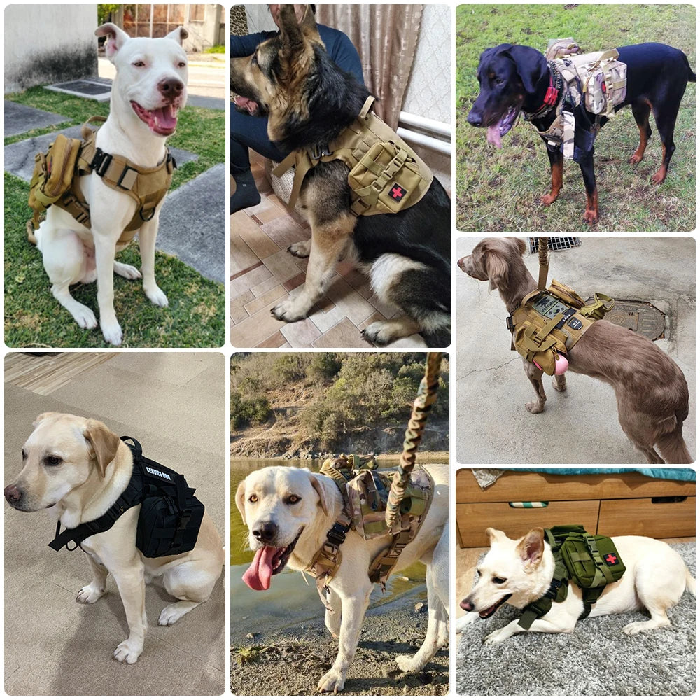 Tactical Dog Harness Leash Set For Large Dogs Training Vest