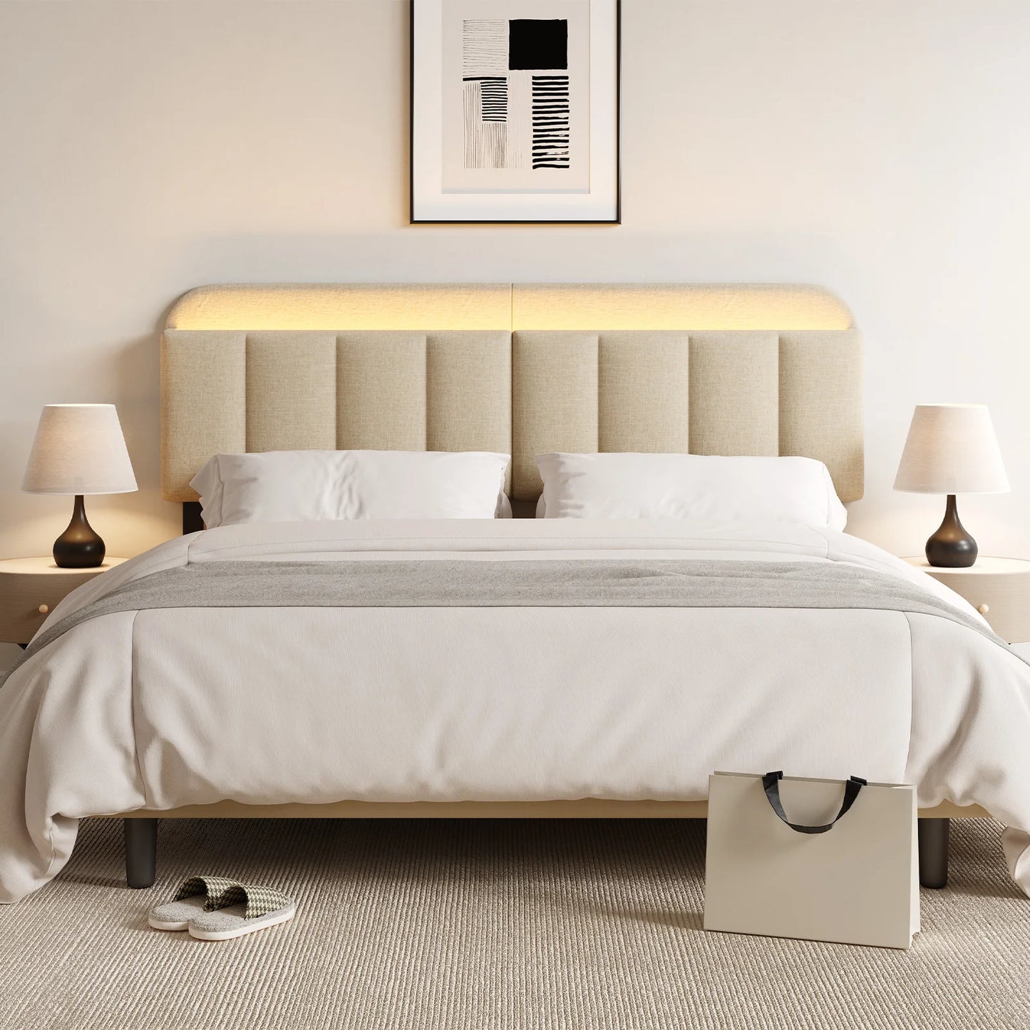 Onbrill Adjustable Headboard With RGB LED Accent Lighting