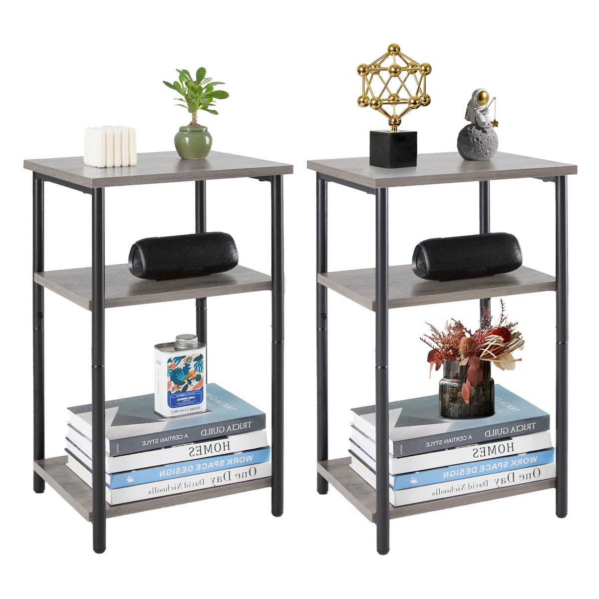 JHK Modern Metal End Table with Adjustable Feet