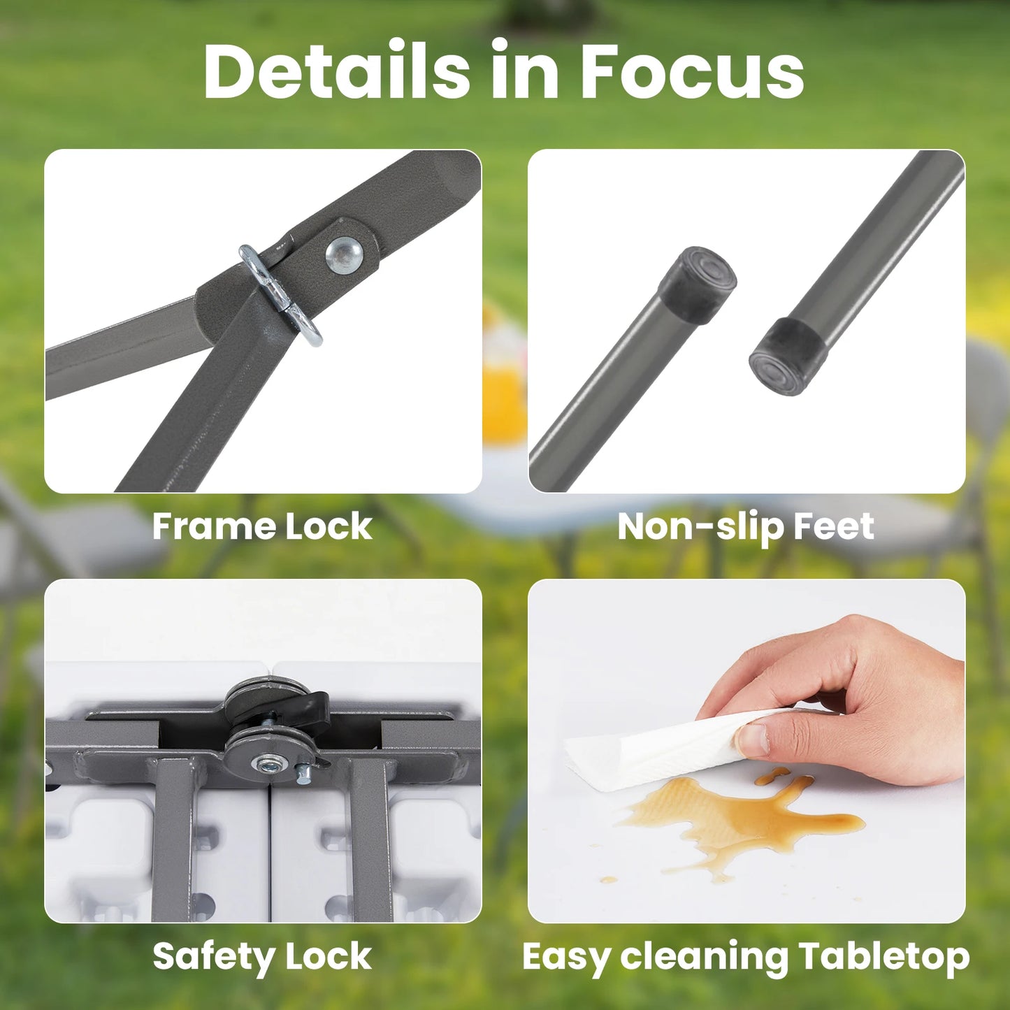 JHK Portable Folding Table Outdoor Heavy Duty Carry Handle
