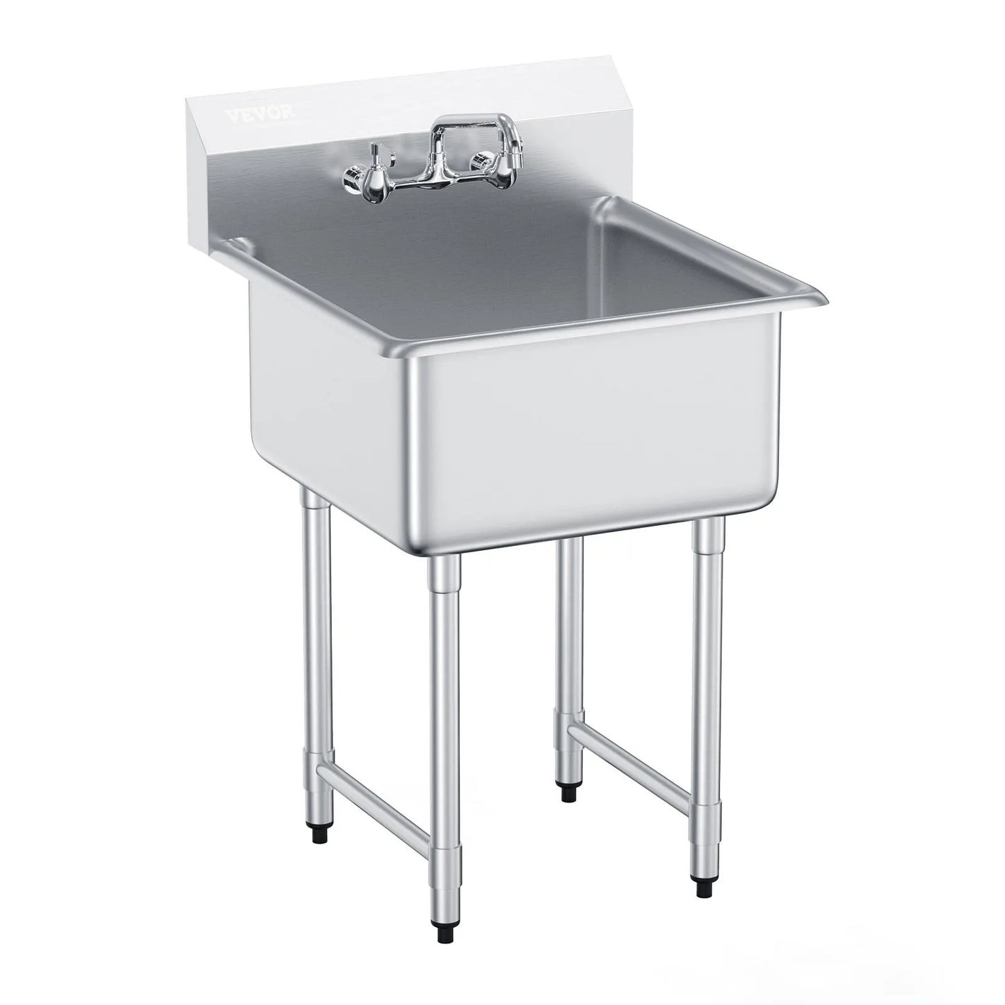 Stainless Steel Kitchen Prep Sink With Faucet Single Bowl