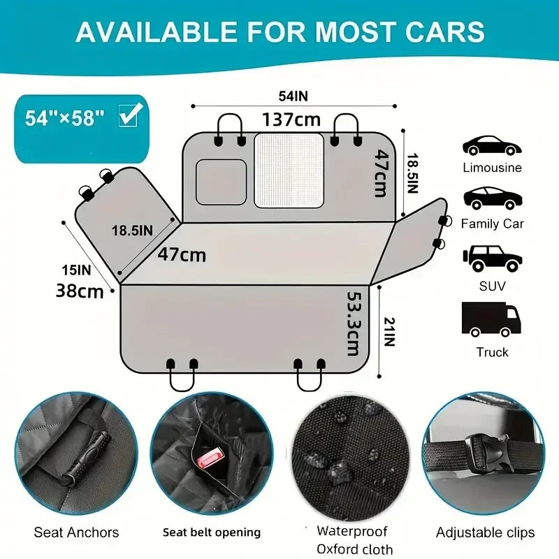 Dog Car Seat Cover Waterproof Hammock Nonslip Back Seat