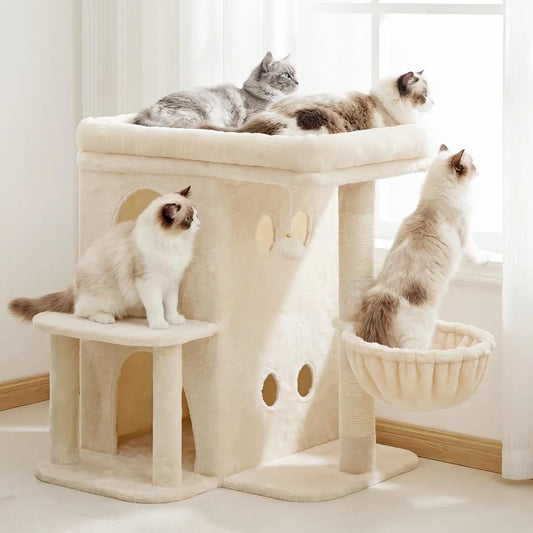 NBVCX Cat Tower With Large Perch And Dual Condos