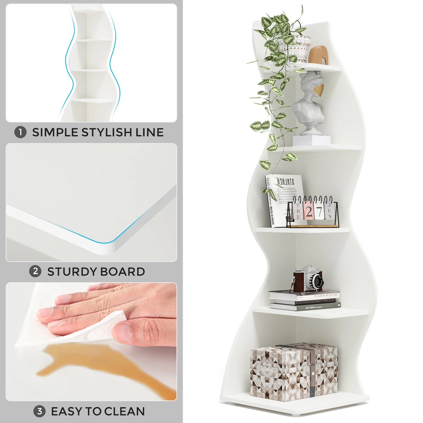Tribesigns 5 Tier Corner Shelf Wall Bookcase Plant Stand