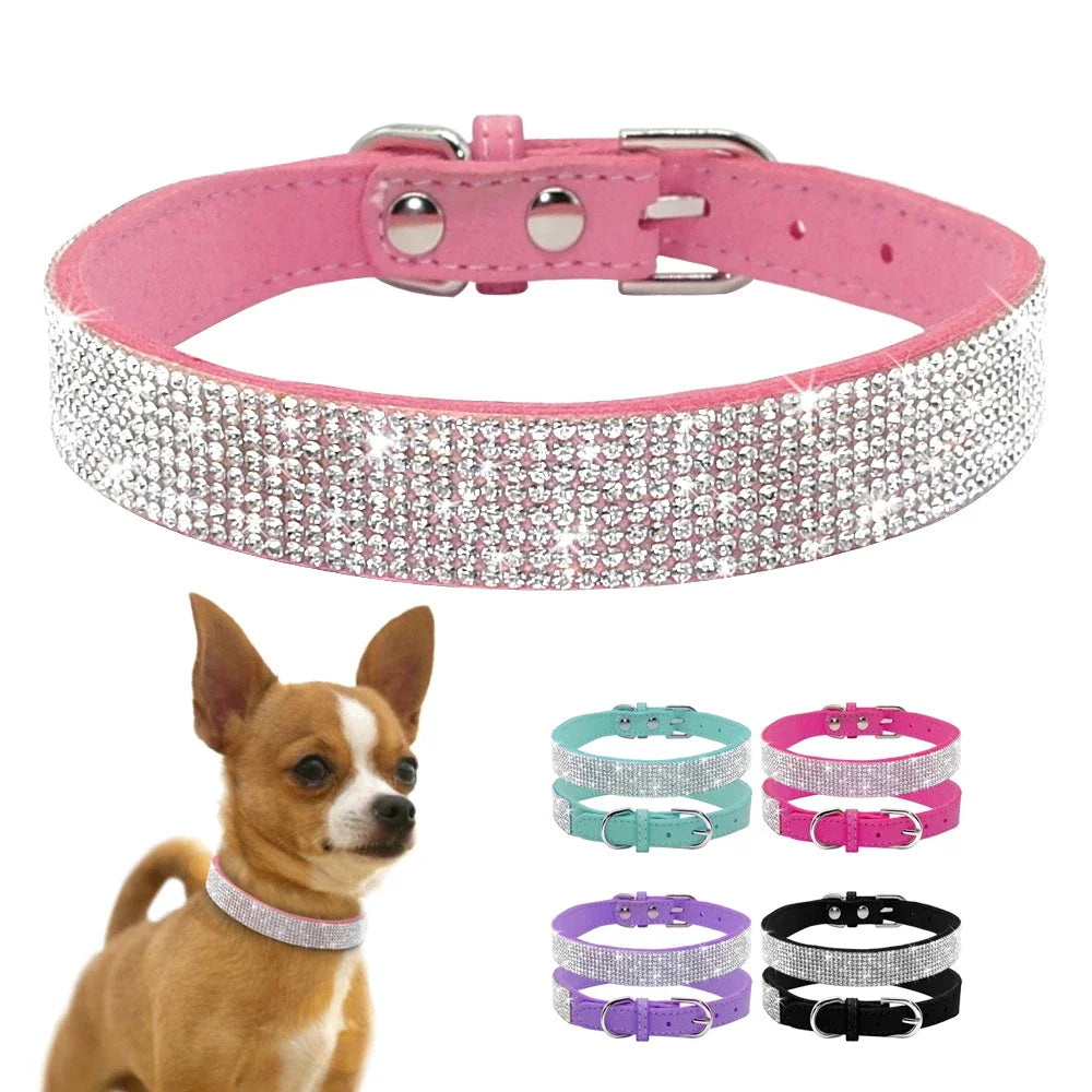 Crystal Rhinestone Dog Collar With Zinc Alloy Buckle