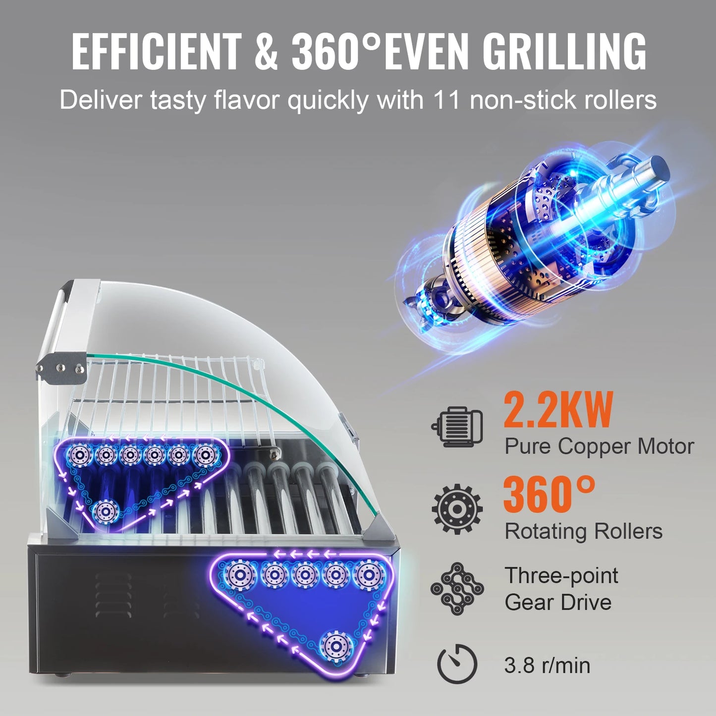 SucceBuy Commercial Hot Dog Roller Sausage Maker 110V