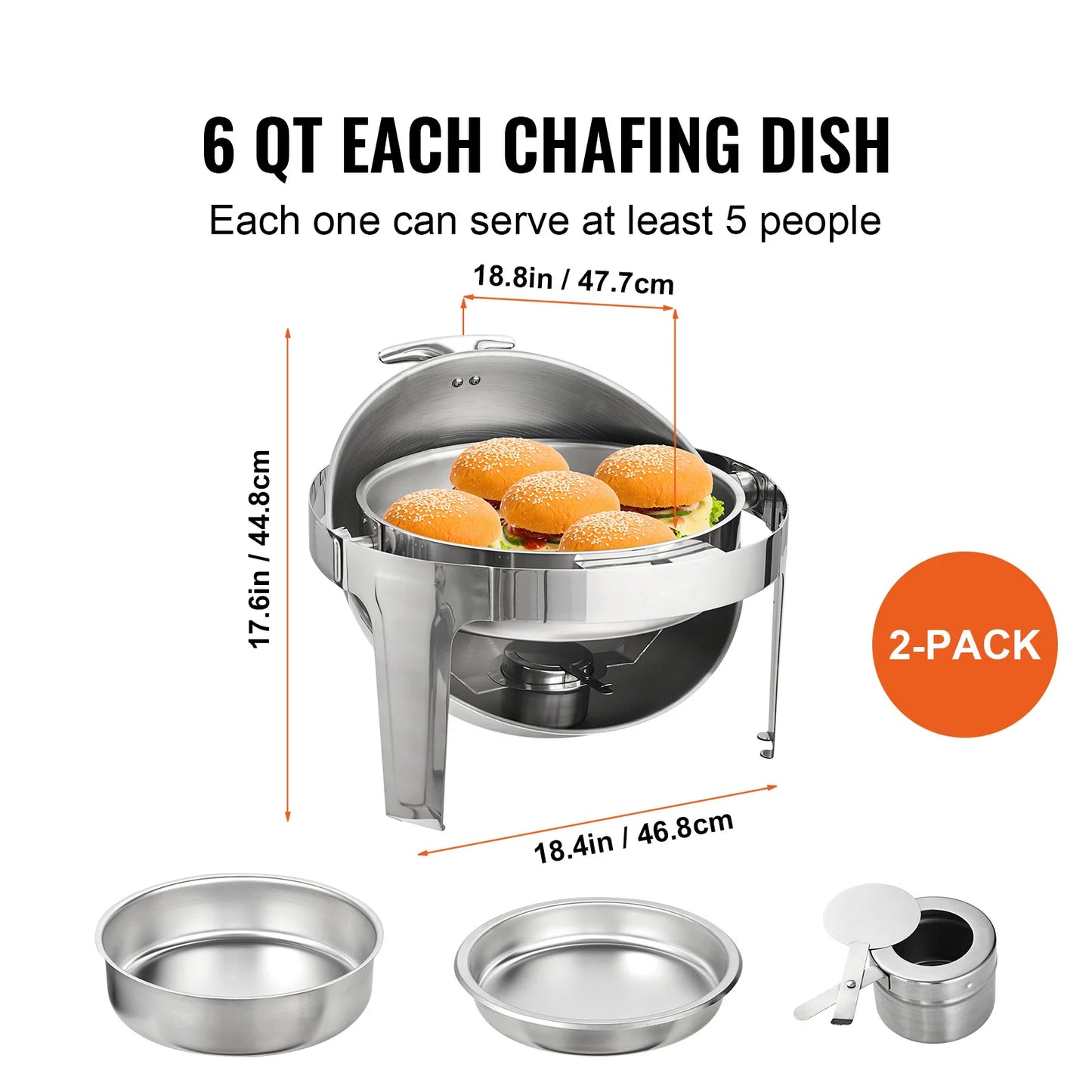 SucceBuy Roll Top Chafing Dish Buffet Set Stainless Steel