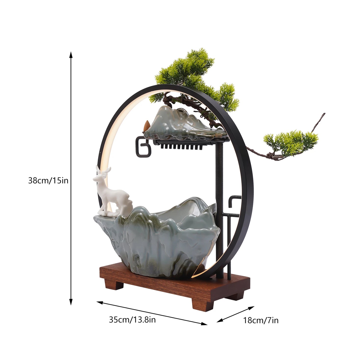 Ceramic Tabletop Fountain With Mist LED Deer Figurine