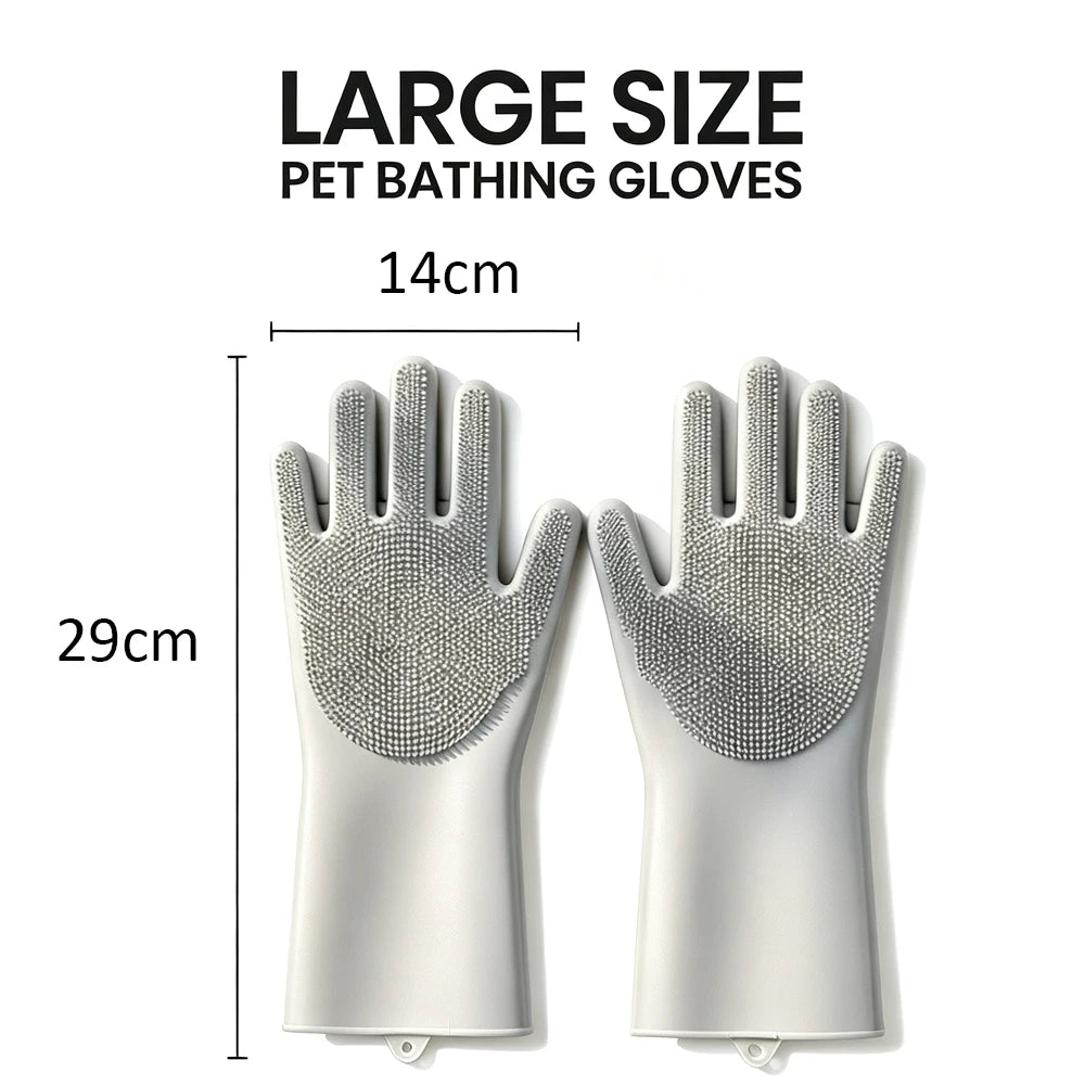 Pet Grooming Cleaning Gloves Dog Cat Silicone Bathing Glove with High-Density Teeth for Dogs and Cats Bathing Massage
