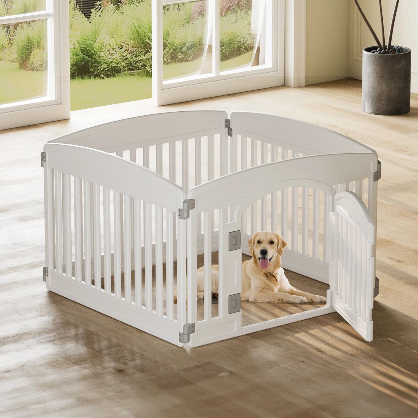 JHK Plastic Dog Playpen Expandable Portable Fence