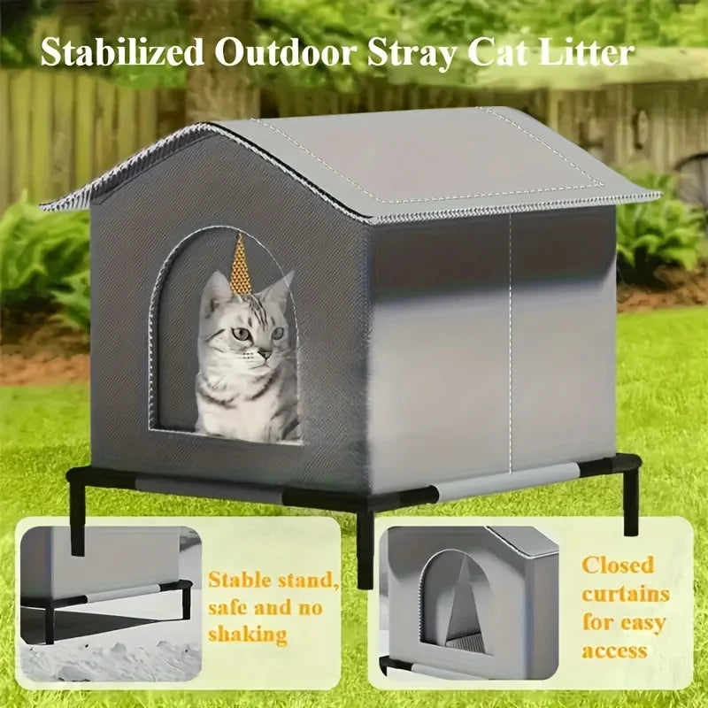 CWV Outdoor Cat House With Mat Waterproof Shelter