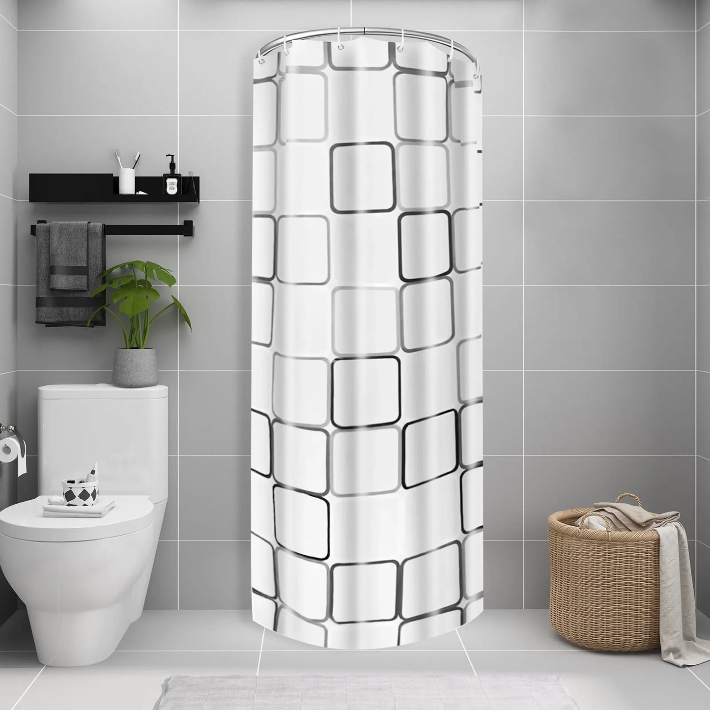 U Shape Retractable Shower Curtain Rod For Bathroom