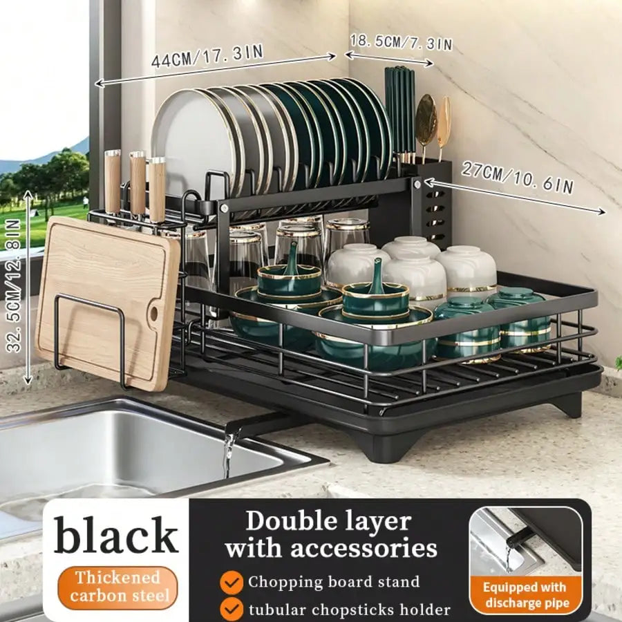 Carbon Steel Double Layer Cutlery Drain Rack