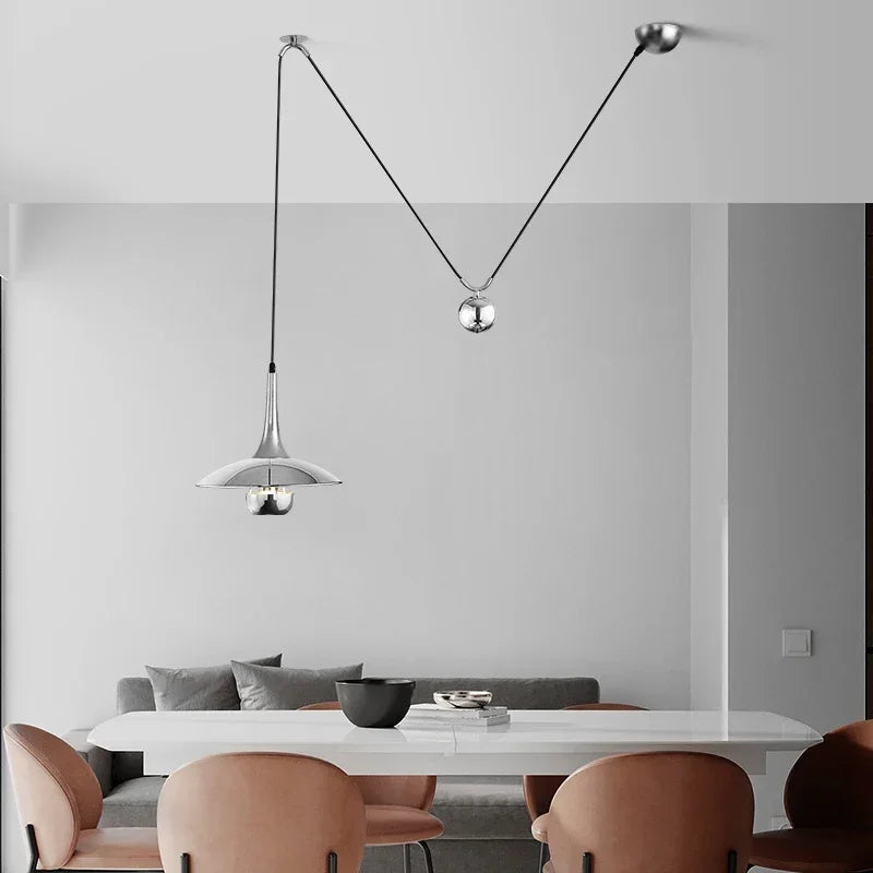 Adjustable Polished Chrome E27 Pendant Lamp