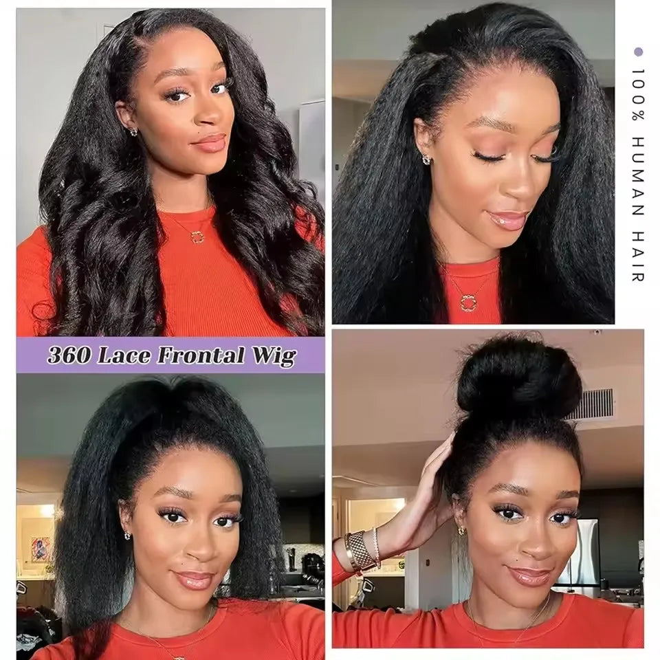 Realace Kinky Straight Human Hair Lace Front Wig