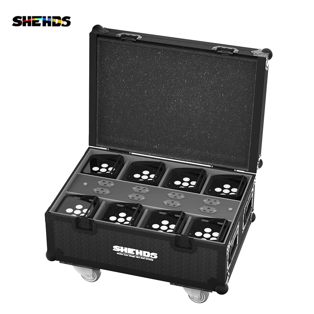 SHEHDS Wireless Battery Par Lights With Flight Case RGBWA UV