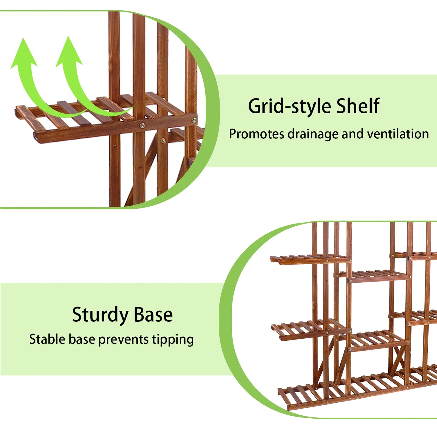 Wisfor Wooden Plant Shelf Indoor Outdoor MultiTier Stand