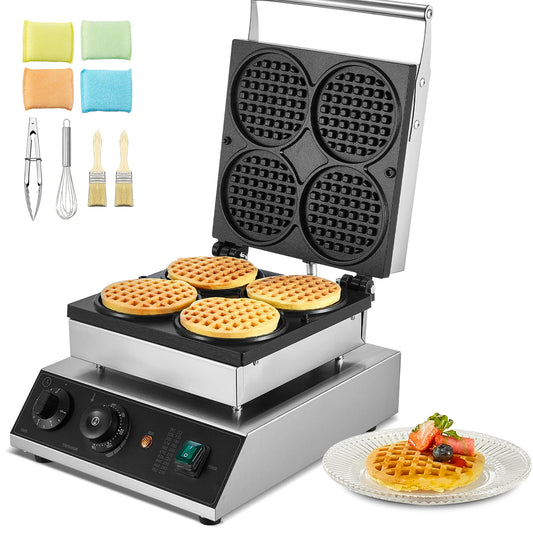 SucceBuy Commercial Waffle Maker 4 Pack 1750W Nonstick