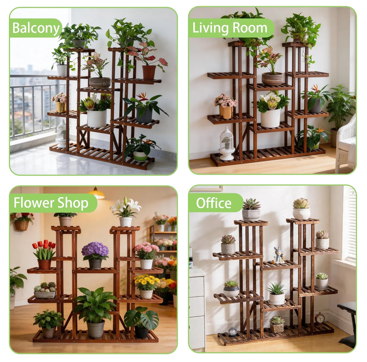 Wisfor Wooden Plant Shelf Indoor Outdoor MultiTier Stand