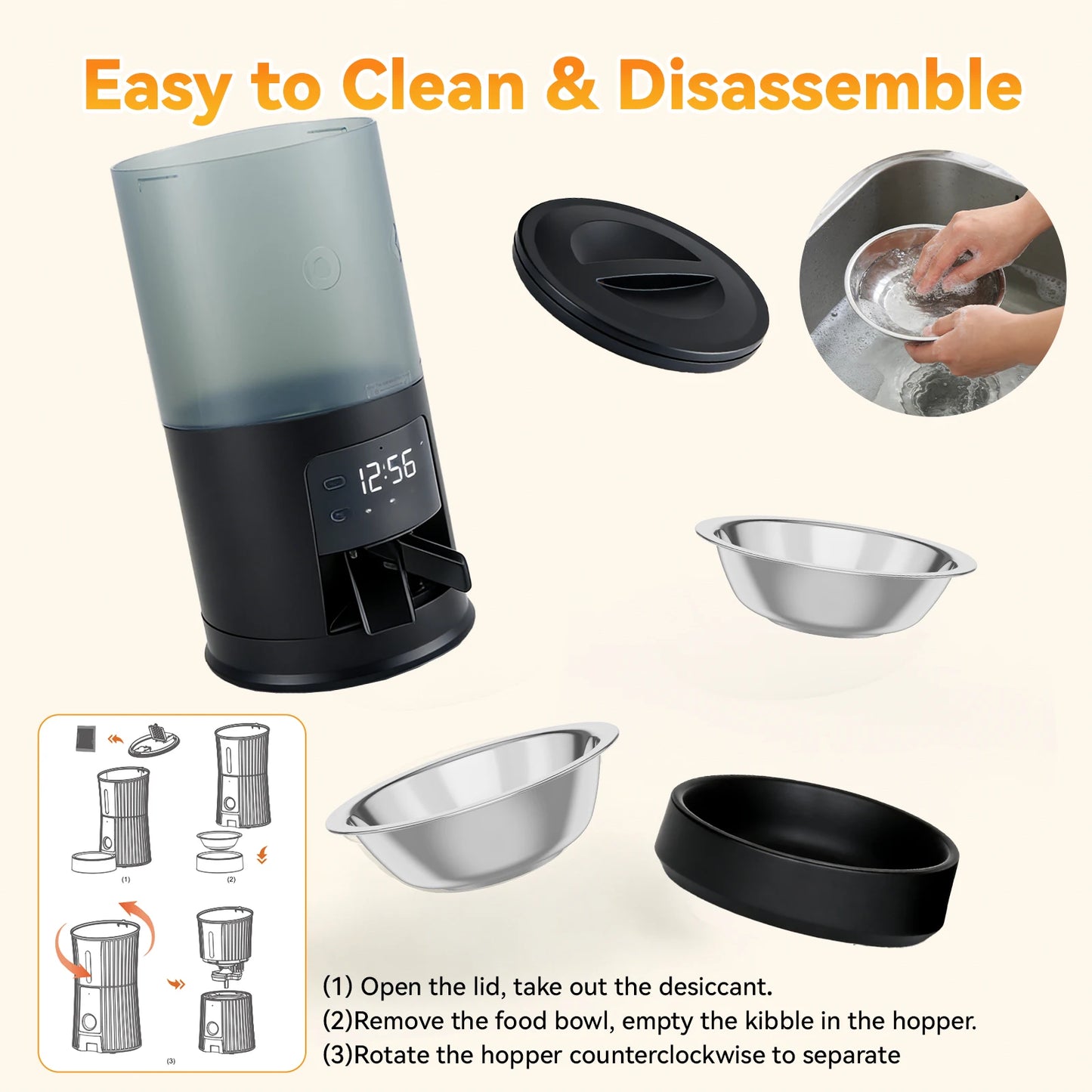 Automatic Cat Feeder With Two Bowls Timed Dispenser