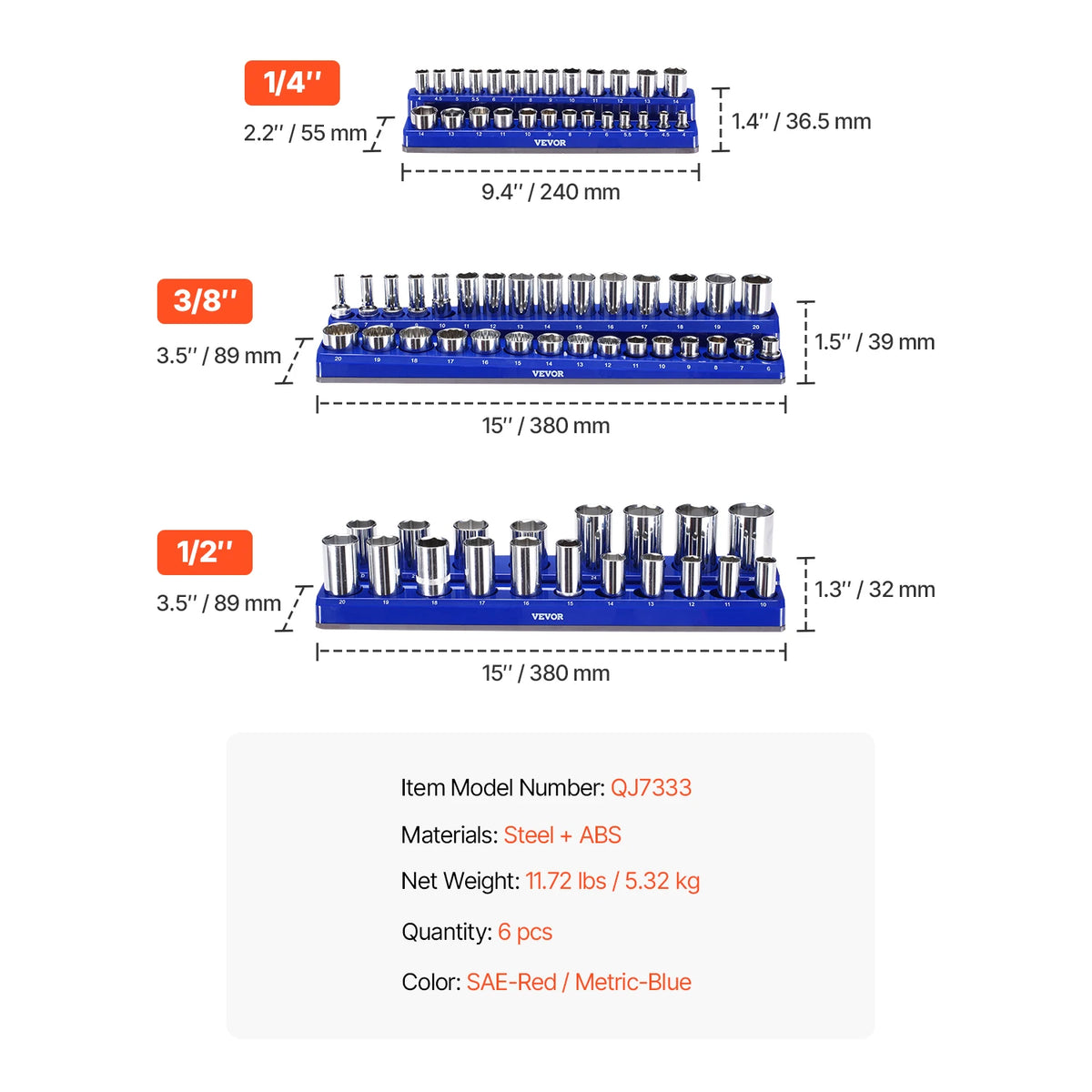 SucceBuy Magnetic Socket Organizer Set for Tools