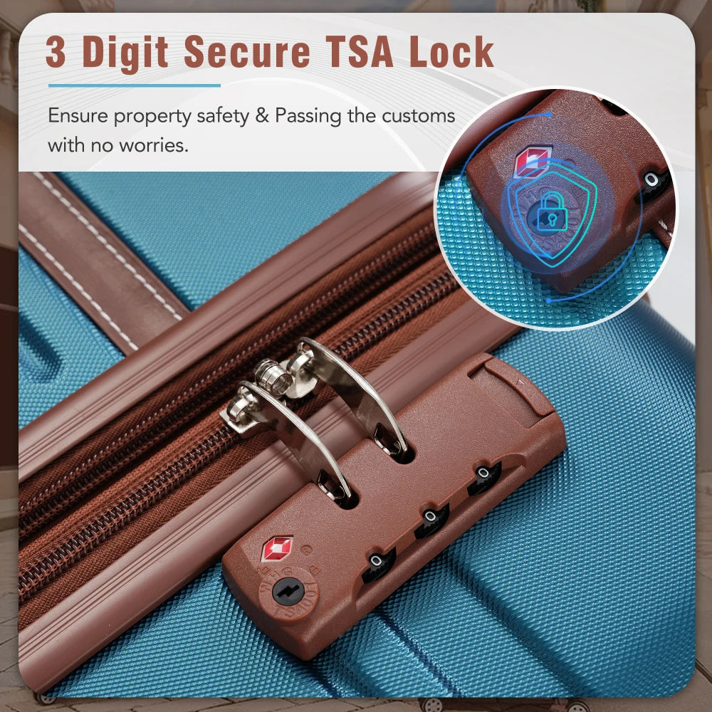 Lightweight ABS Luggage Set With Spinner Wheels And TSA Lock