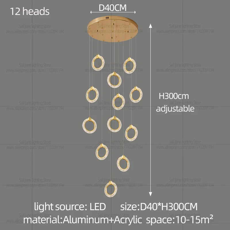 Campeggi LED Circular Chandelier Pendant Light Living Room