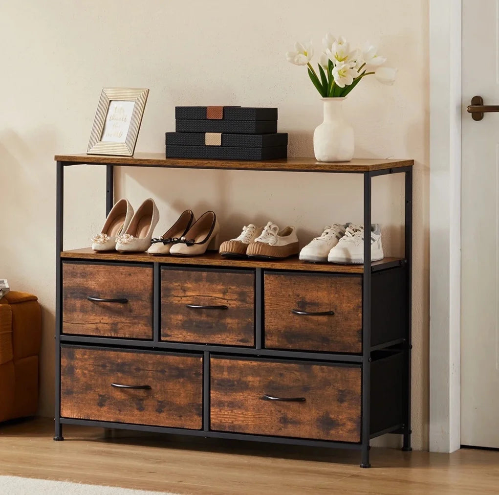 JHK 5 Drawer TV Stand Shoe Cabinet Storage