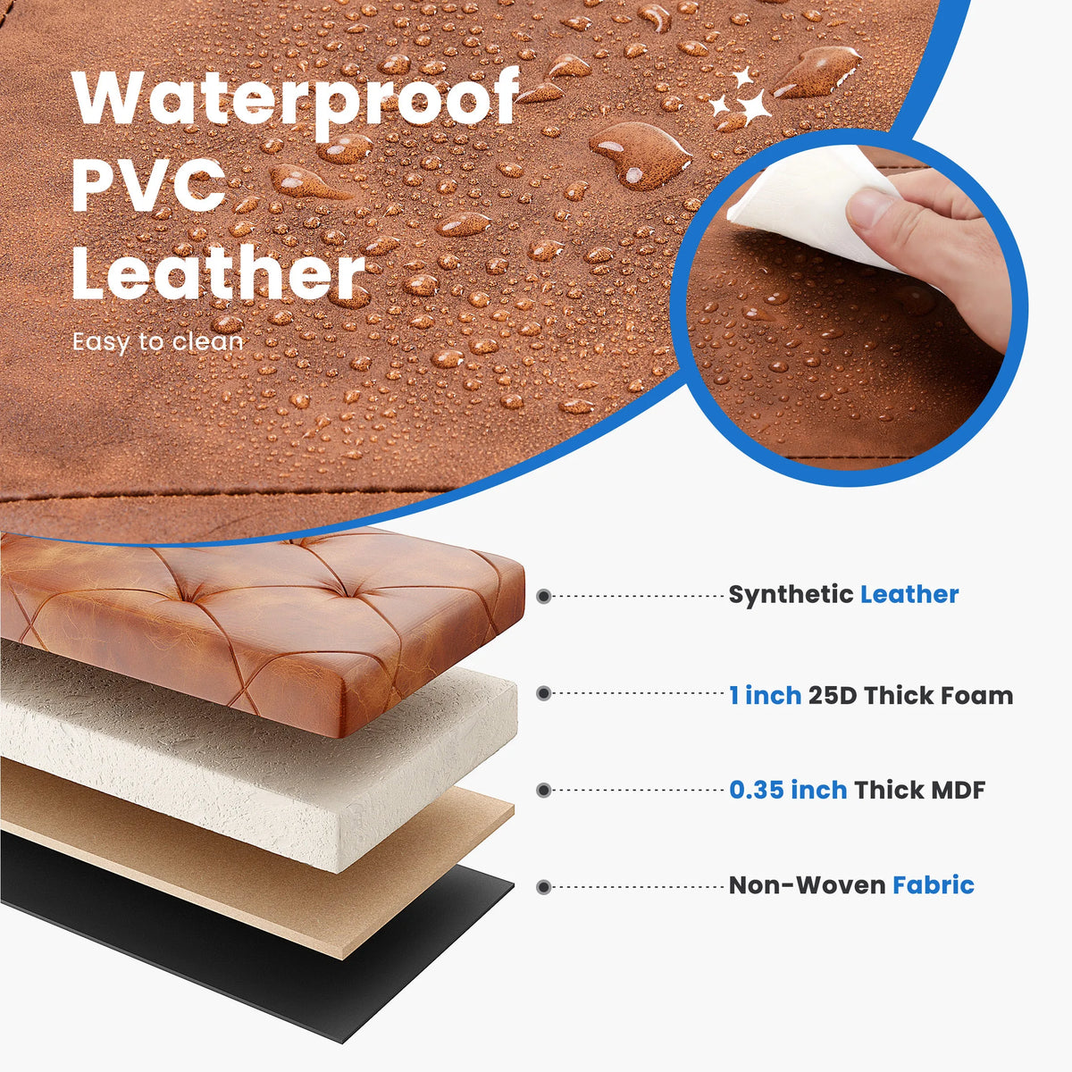 MCQ Faux Leather Ottoman Storage Bench for Home