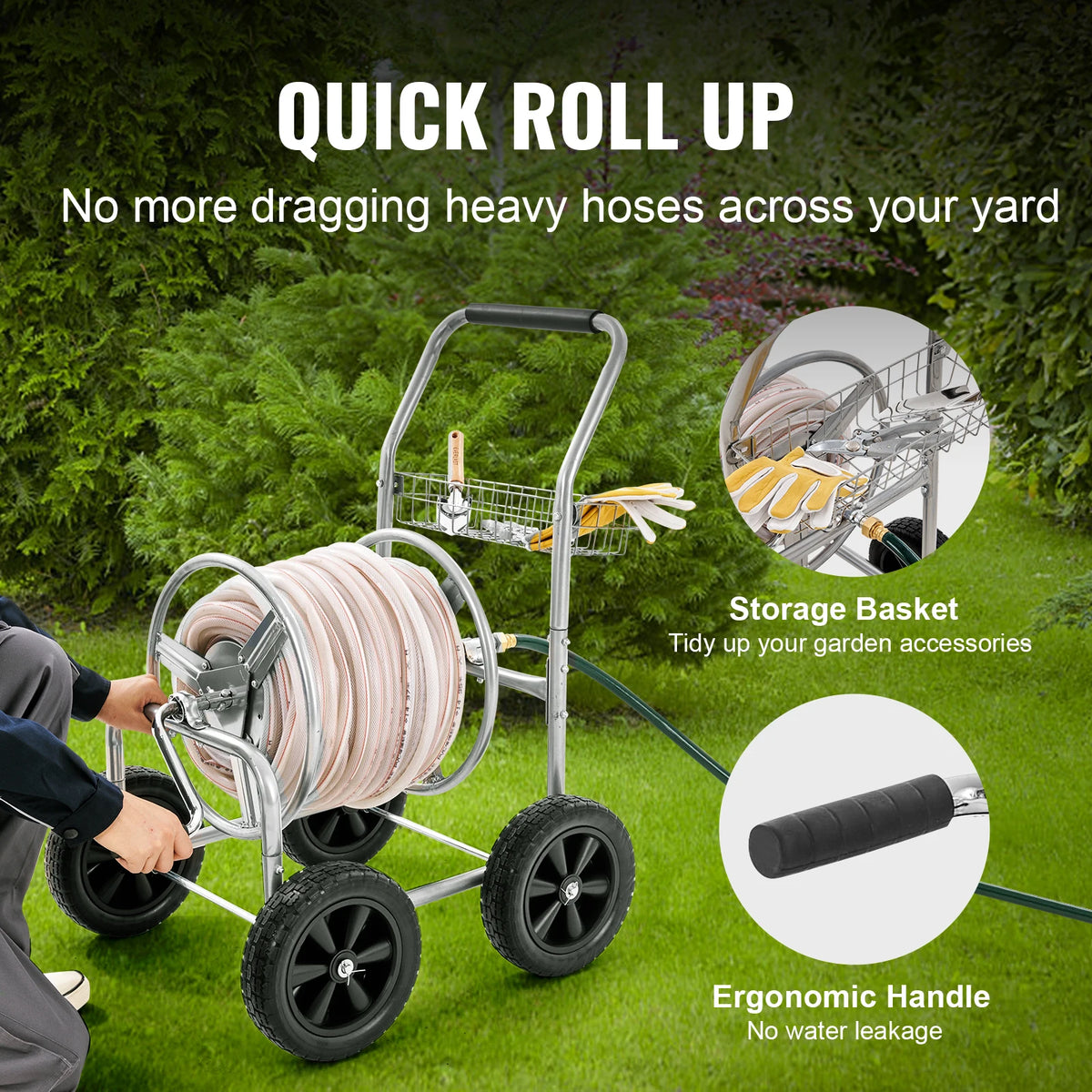 SucceBuy Heavy Duty Garden Hose Reel Cart for Yard Use